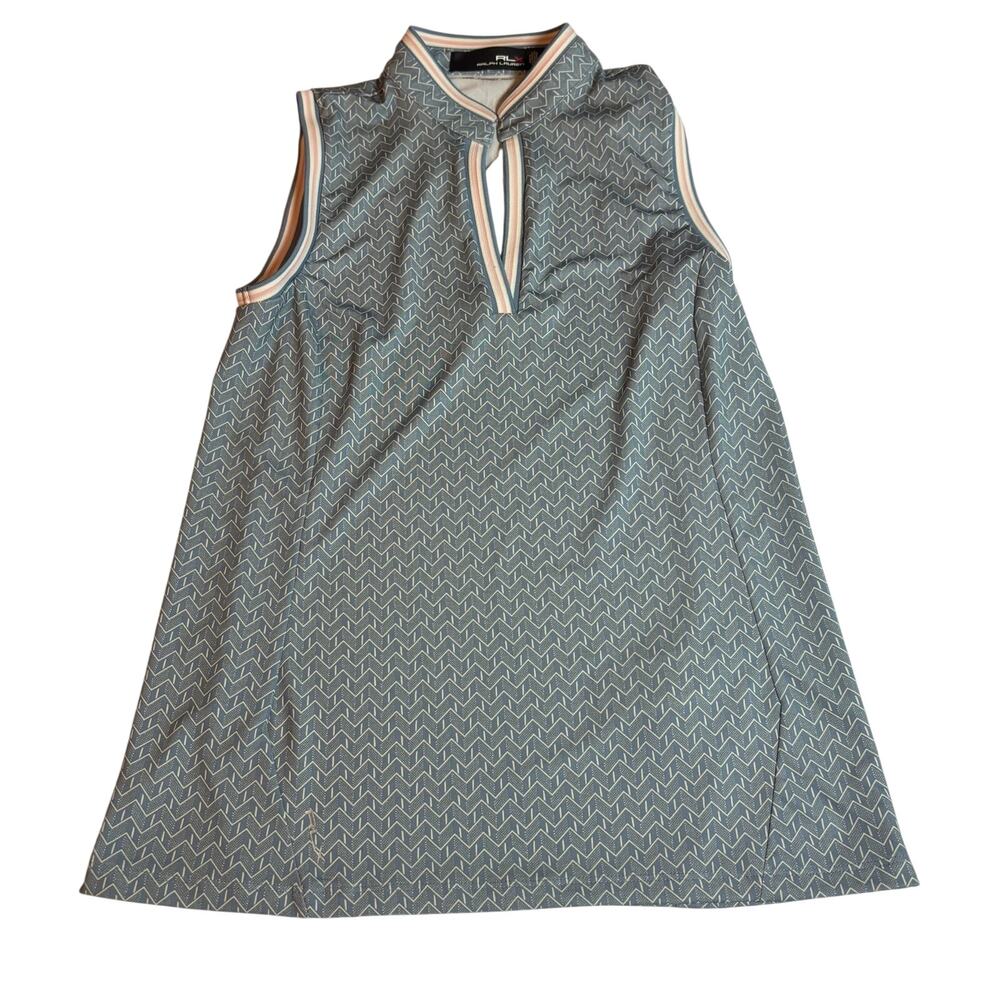 RLX Ralph Lauren Golf Polo Top XS Blue Chevron Sleeveless Stretch Performance